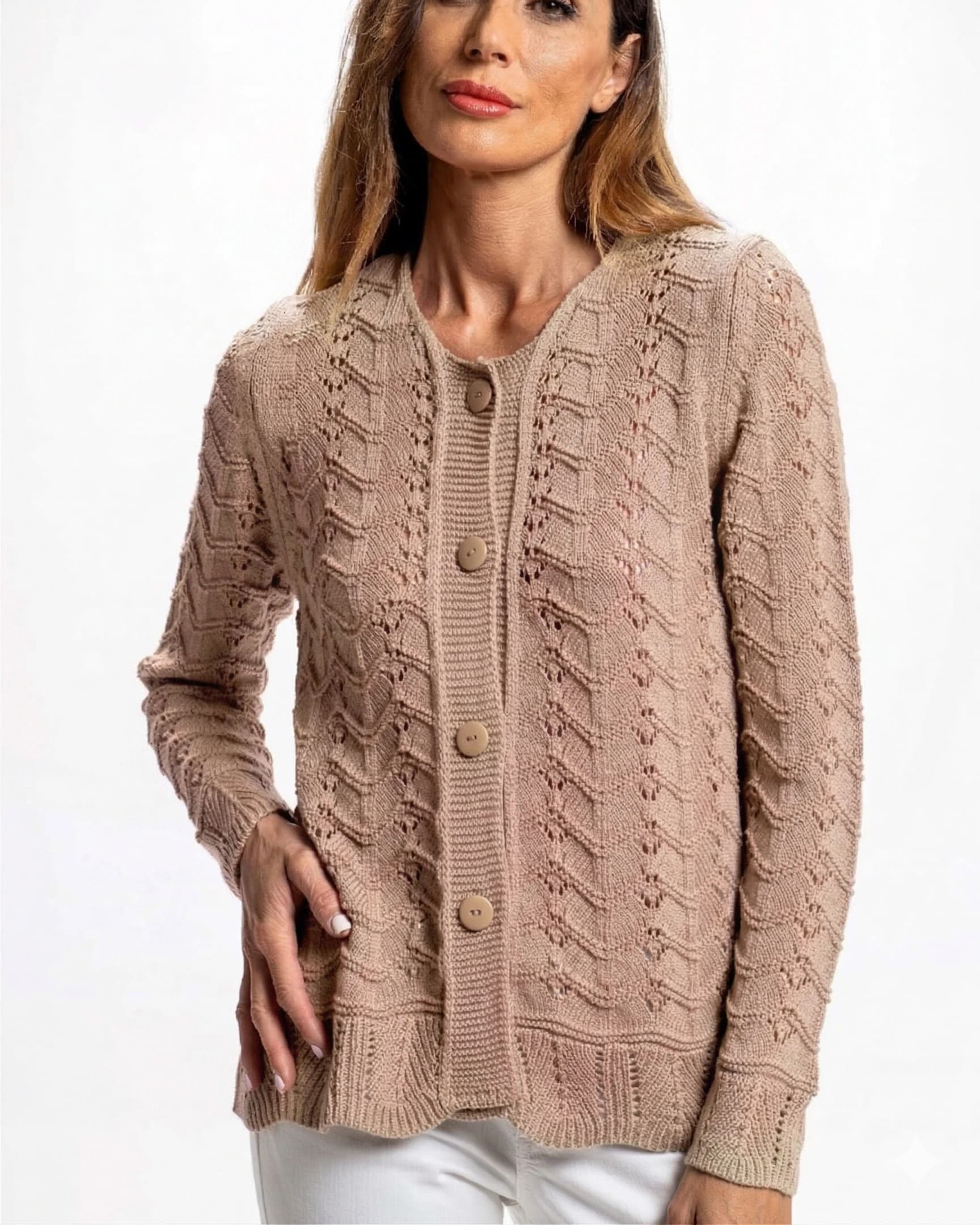CHAQUETA CALADO ONDAS BEIGE