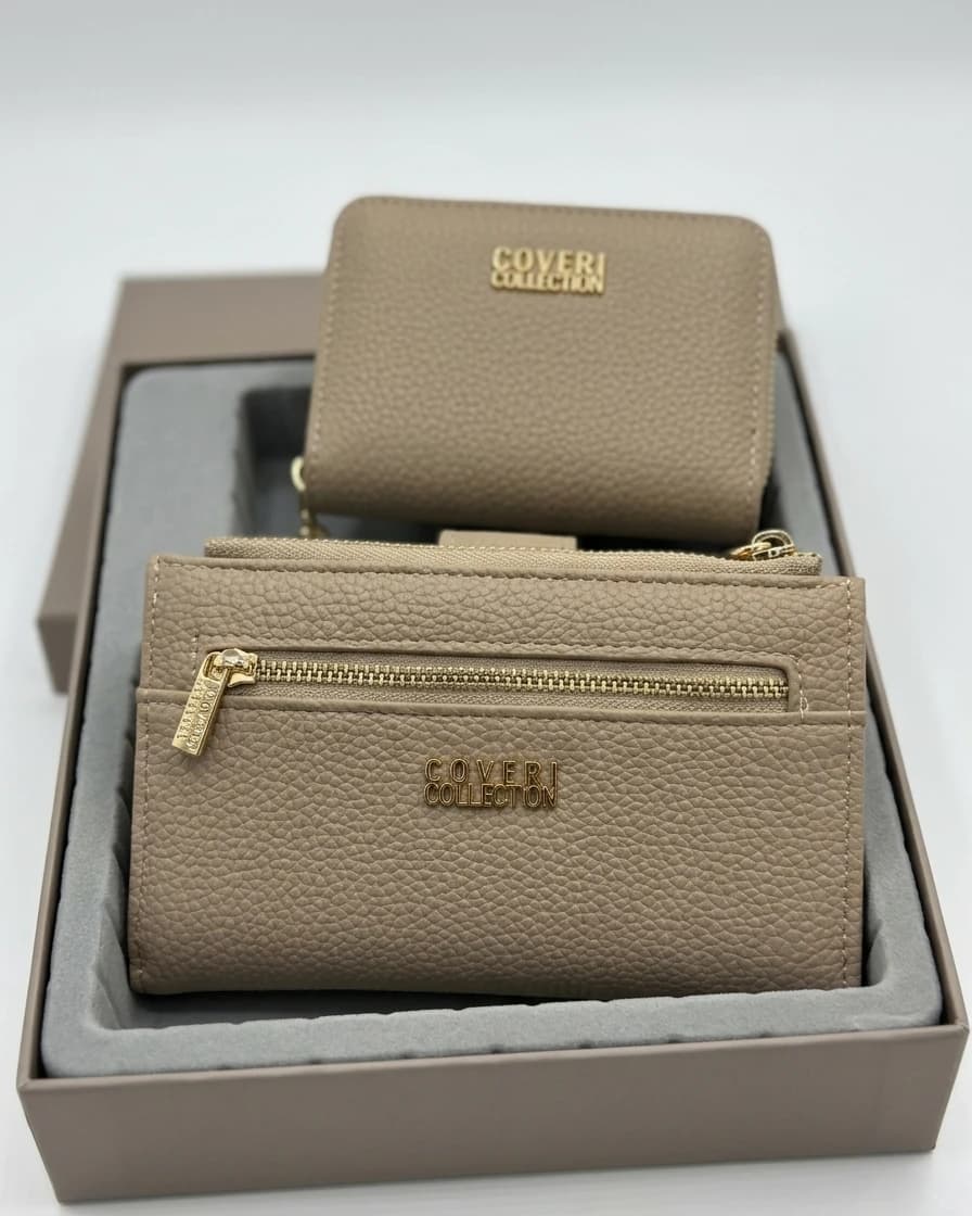 Juego de Cartera y Tarjetero Esencia Duo Beige: Elegancia Práctica